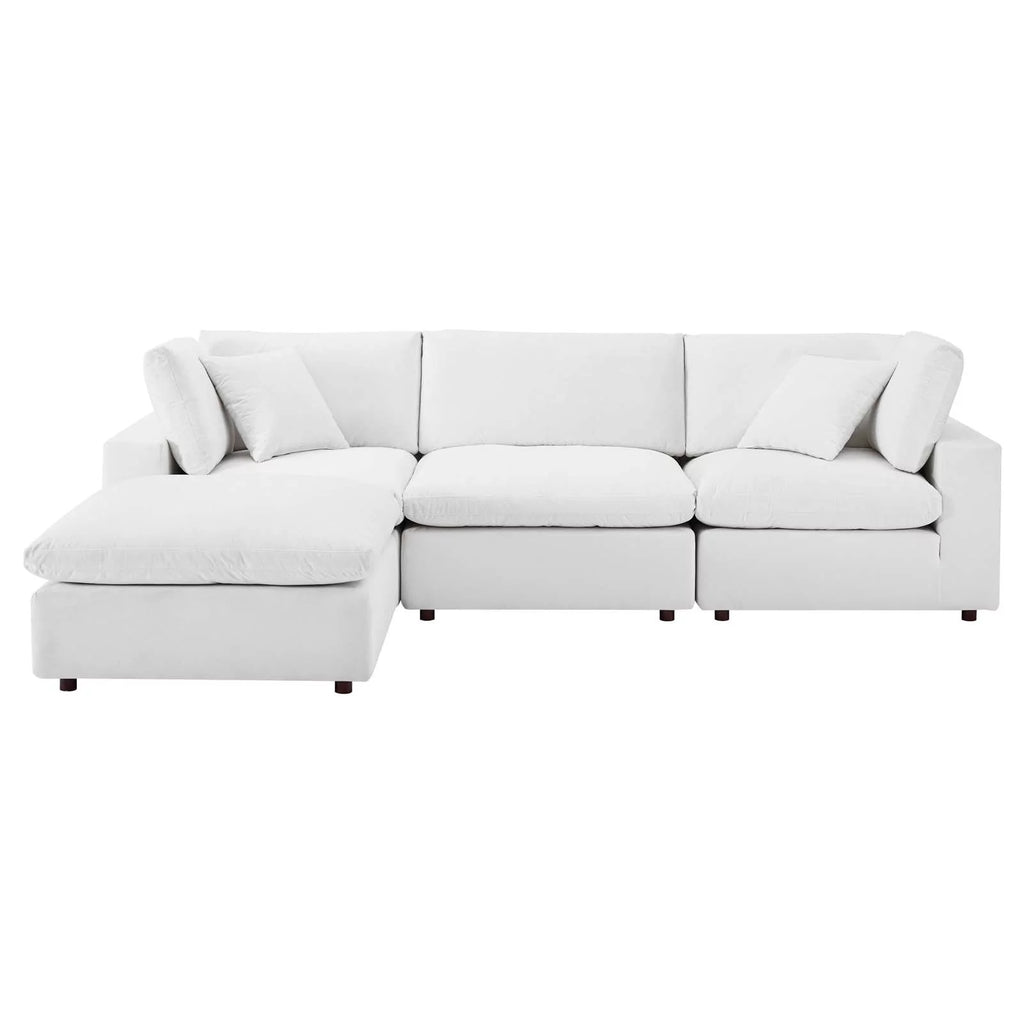 White Velvet Sectional Sofa Set I28990