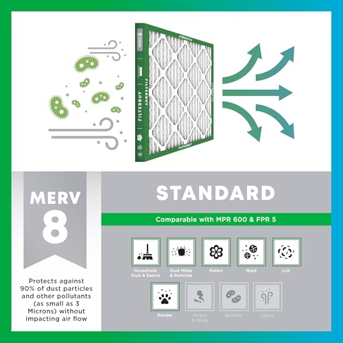 16x25x1 MERV 8 Pleated HVAC Air Filter 4-Pack P976