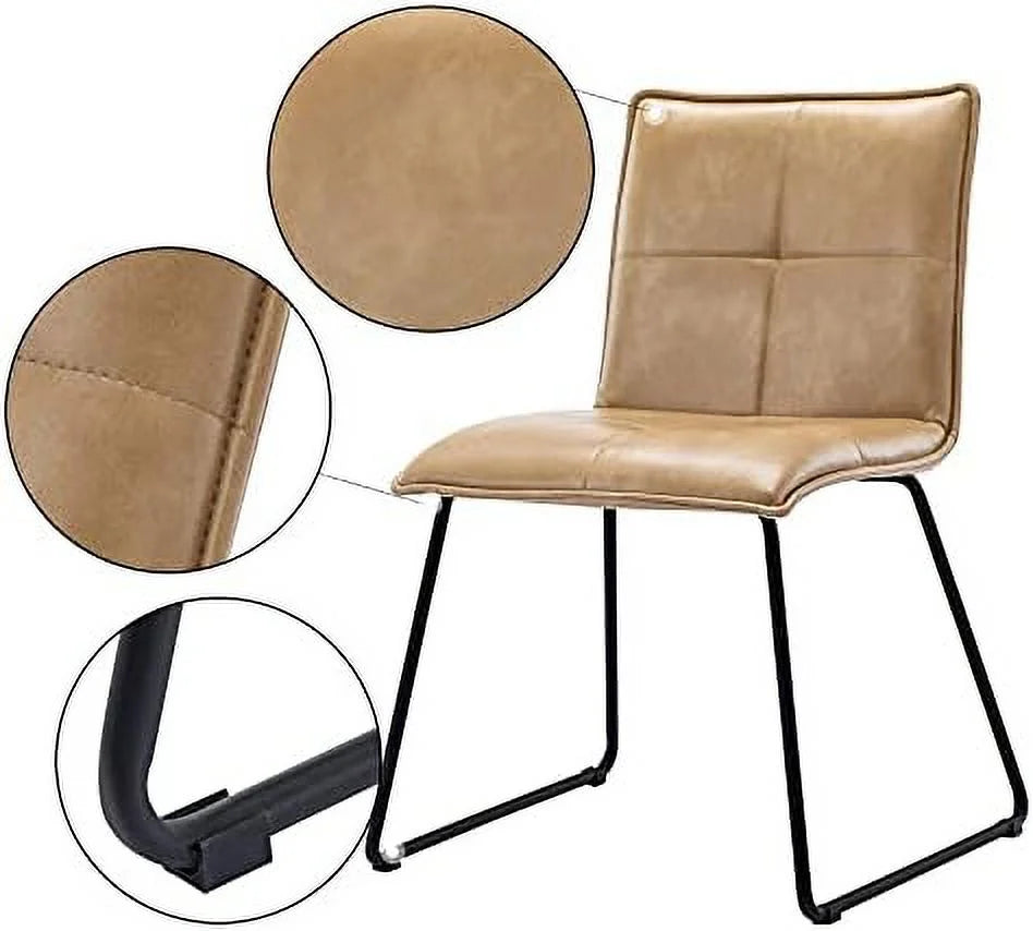 Faux Leather Dining Chairs Set of 2 with Metal Legs H335
