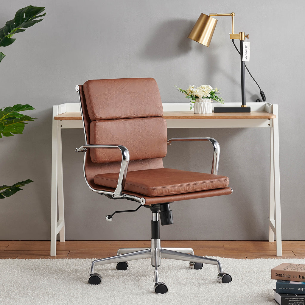 Brown Leather Adjustable Swivel Office Chair Z18013