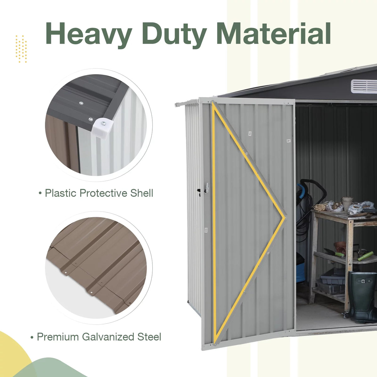 10' x 8' FT Metal Outdoor Storage Shed with Lockable Door L7761
