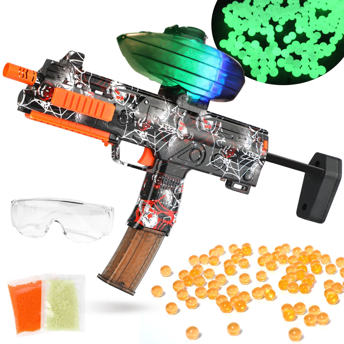 Electric Gel Ball Blaster with 10000pcs Splatter Ball & 1000 Glow Water Beads J647304