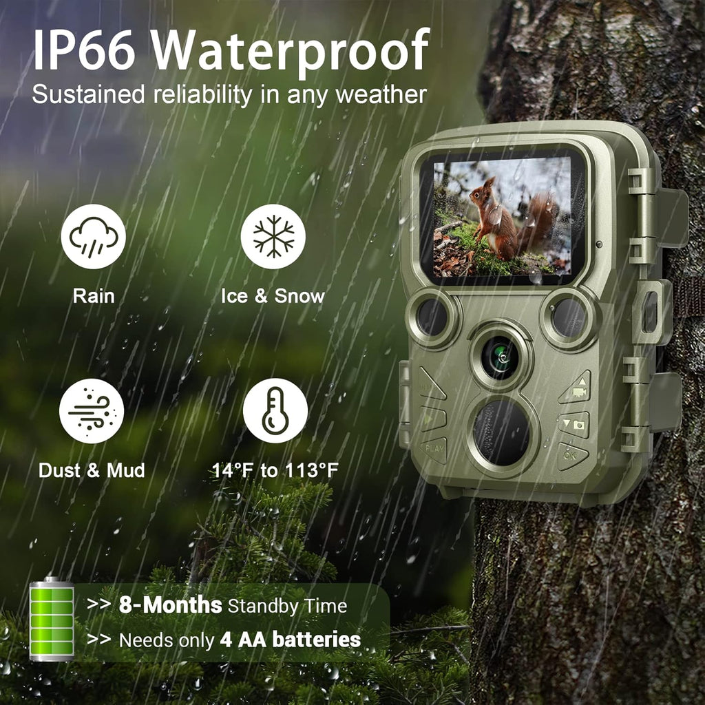 Mini Trail Camera 12MP 1080P with 65ft Night Vision IP66 Waterproof F8485