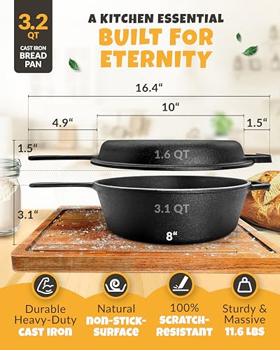 3.2QT Rectangular Cast Iron Dutch Oven with Lid Q78337