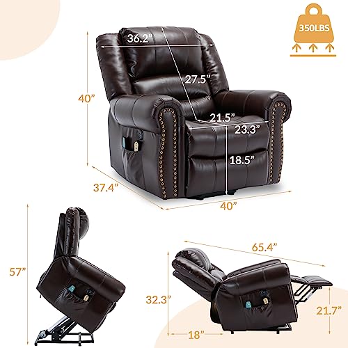 Dark Brown Electric Power Lift Recliner Sofa with Massage and Heat H420548