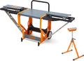 Miter Saw Workstation and Adjustable Pedestal Roller, Mobile Rolling Workbench with Additional Outfeed Support Pedestal Roller B642981