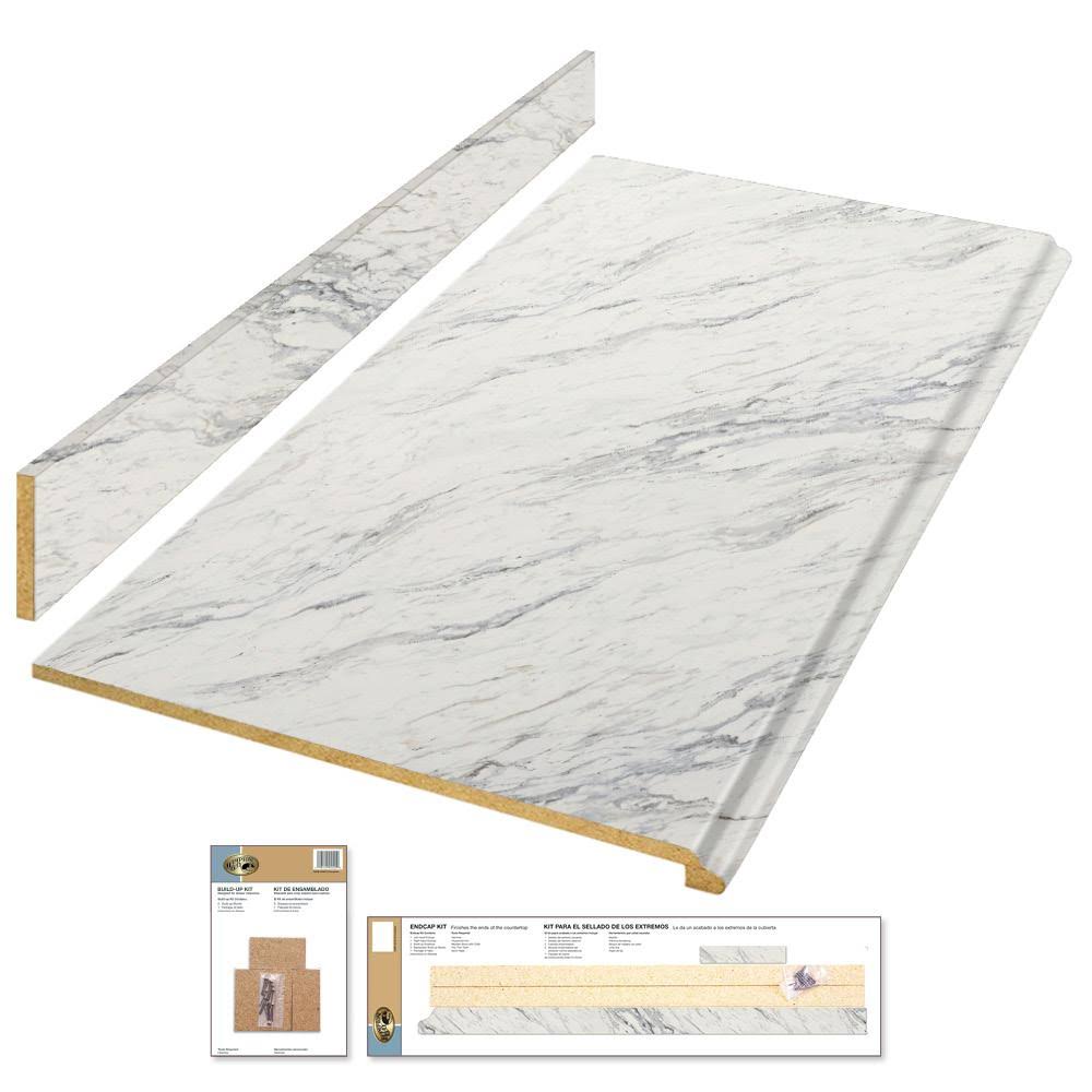 8 ft. Laminate Countertop Kit in Calcutta Marble with Valencia Edge X618