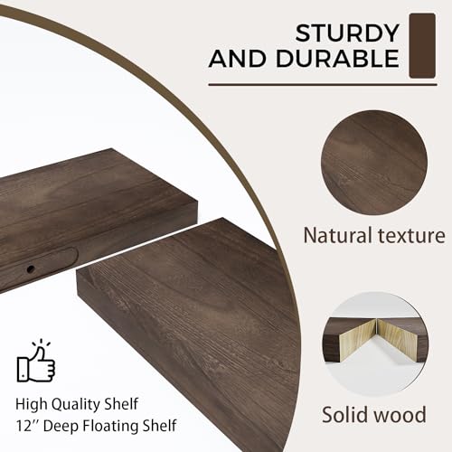 48 Inch Solid Wood Floating Shelves with Invisible Brackets D12150
