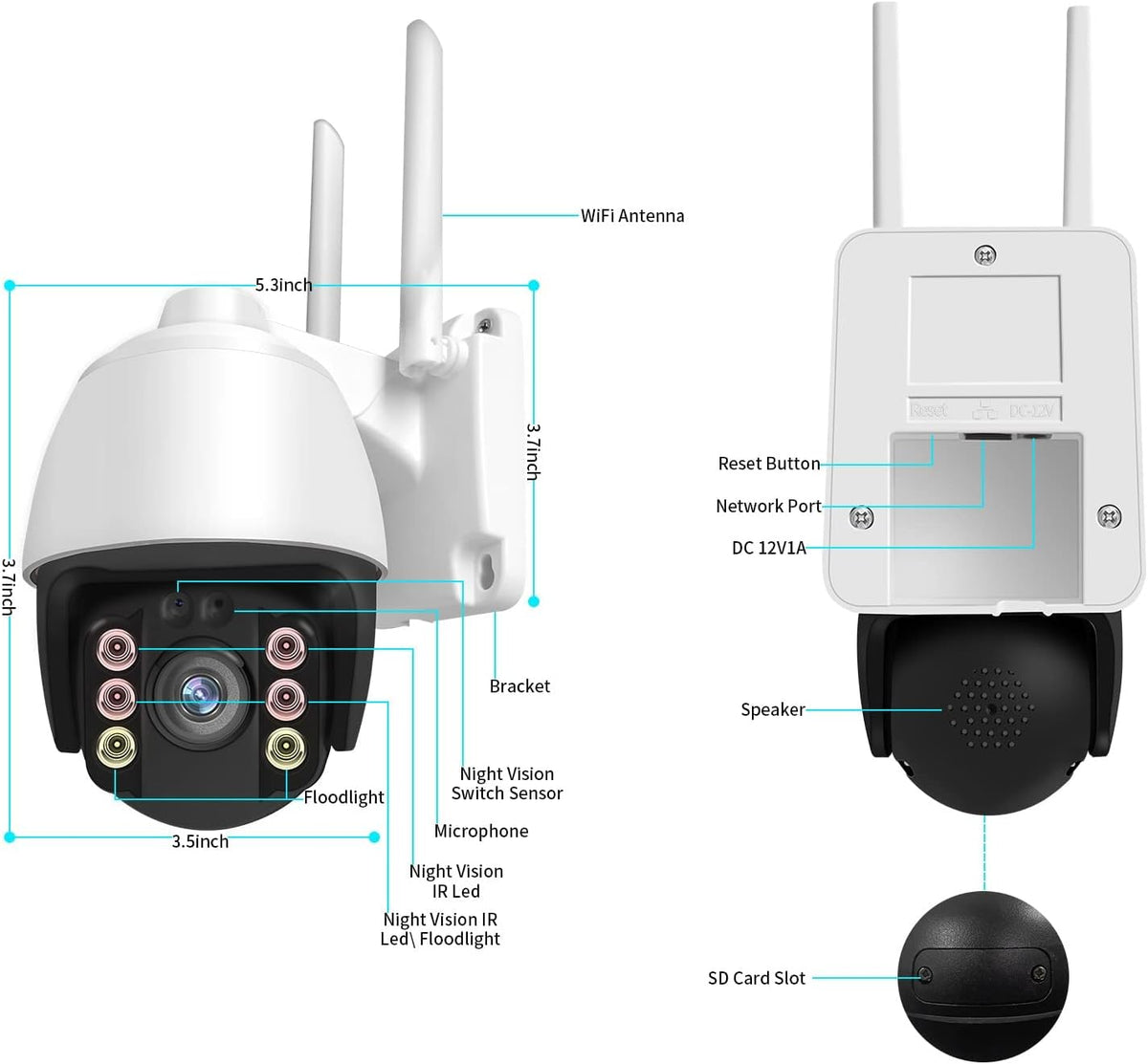 Wireless WiFi 1080P Security Camera with Motion Detection, Auto Tracking, Two Way Audio, Full Color Night Vision K159