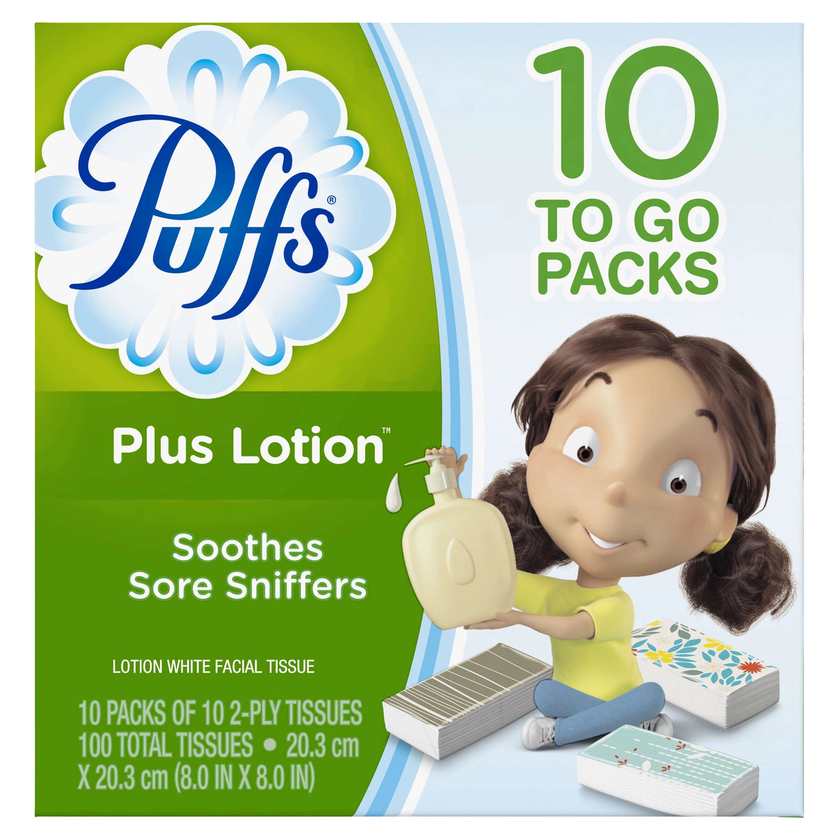 Facial Tissues, 10 To Go Packs, 10 Tissues per Pack I55667