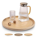 Handcrafted Bamboo Round Wooden Serving Tray O75961