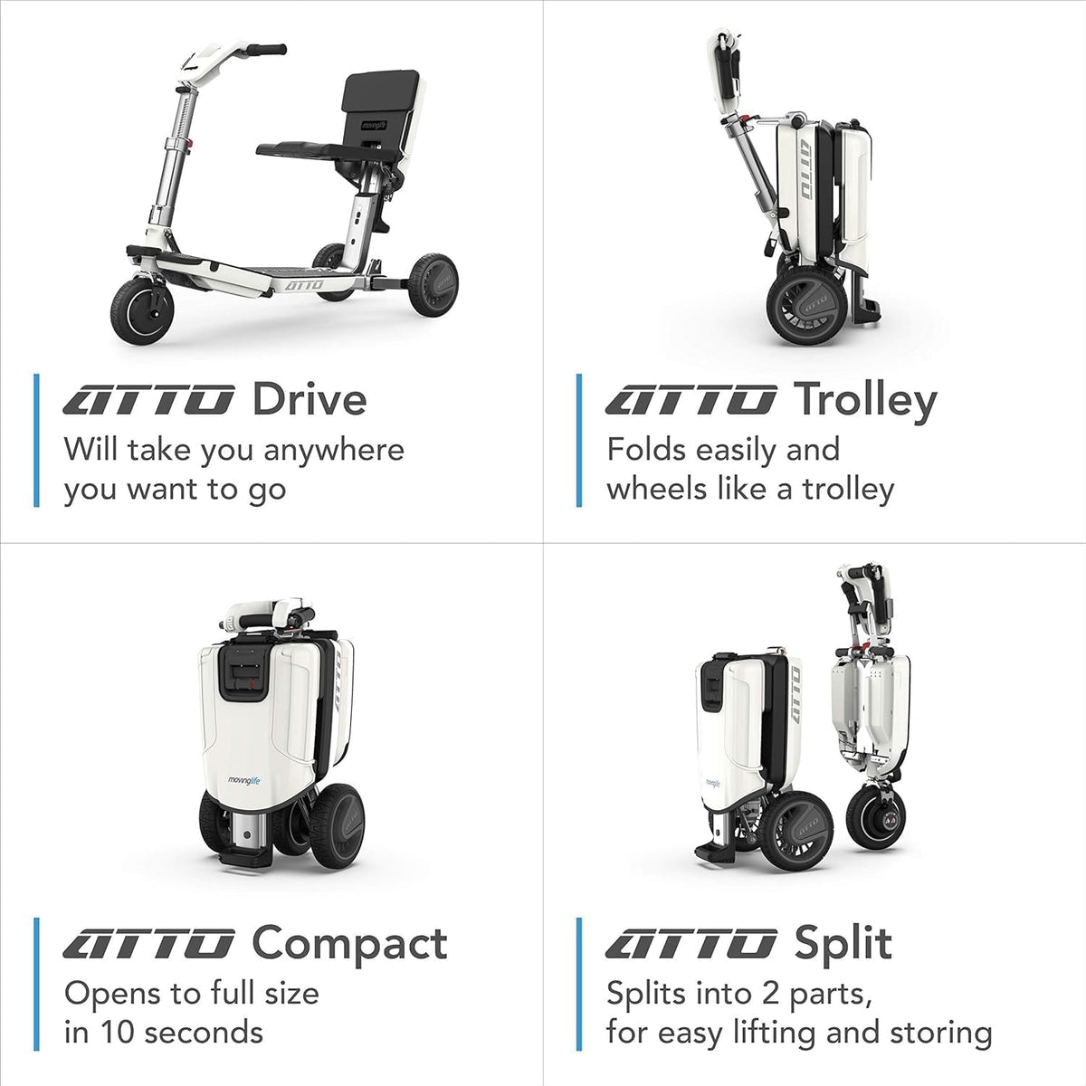 White Folding Mobility Scooter with Extended Range Battery N397202