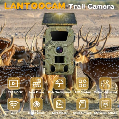 5K WiFi Solar Trail Camera with 64GB SD Card L979