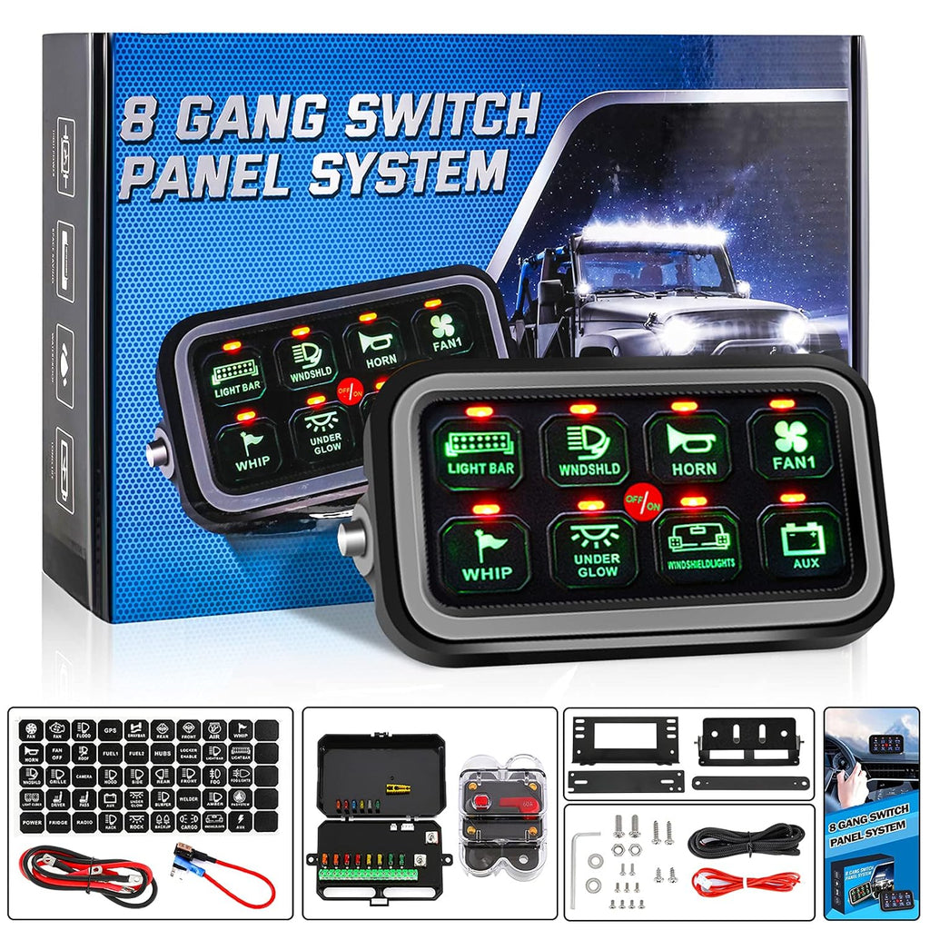 8 Gang Blue LED 12V Switch Panel C59000