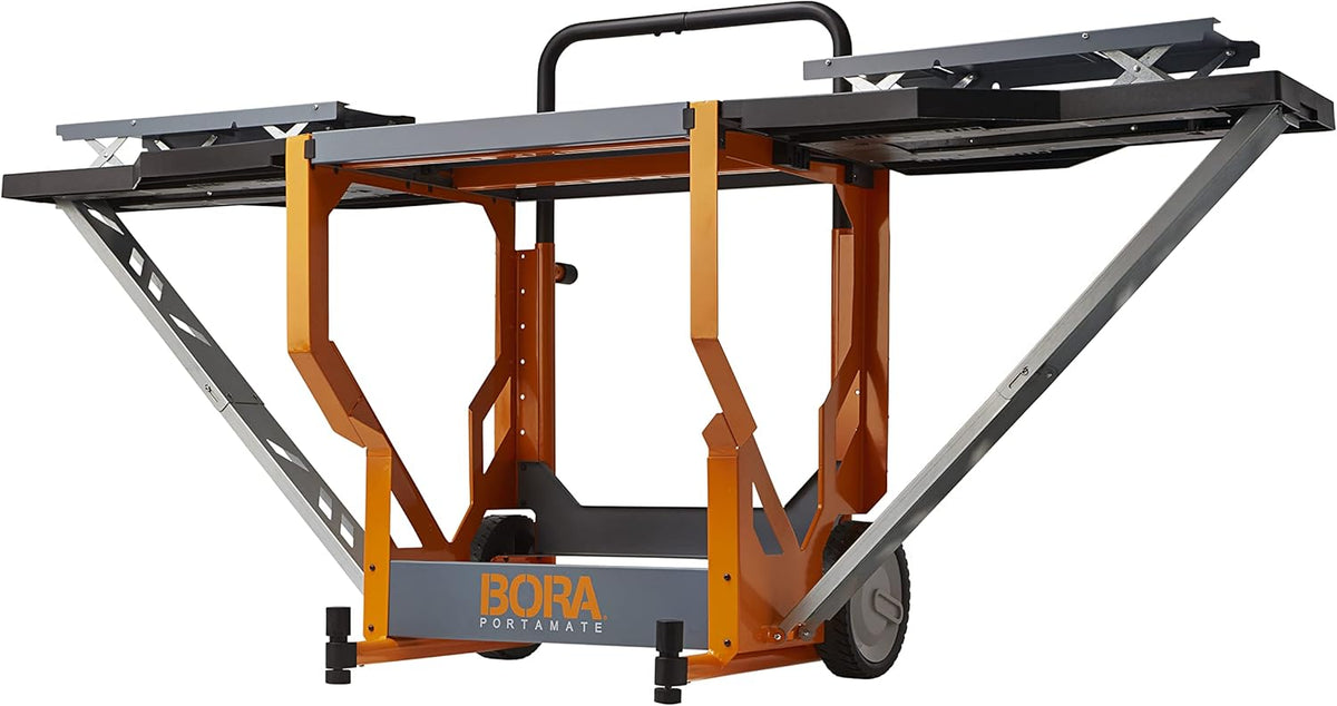 Miter Saw Workstation and Adjustable Pedestal Roller, Mobile Rolling Workbench with Additional Outfeed Support Pedestal Roller B642981