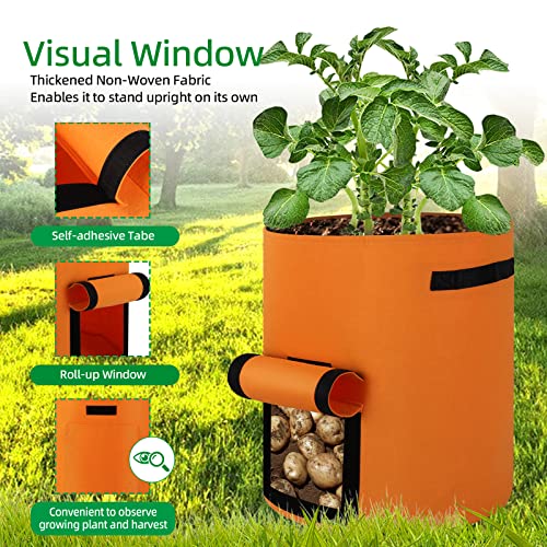 6-Pack 10 Gallon Nonwoven Fabric Grow Bags with Flap and Handles A487