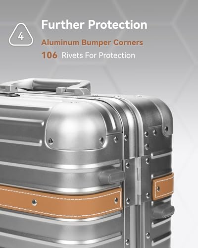 Silver 20 Inch All Aluminum Carry On Luggage with Wheels Z104935