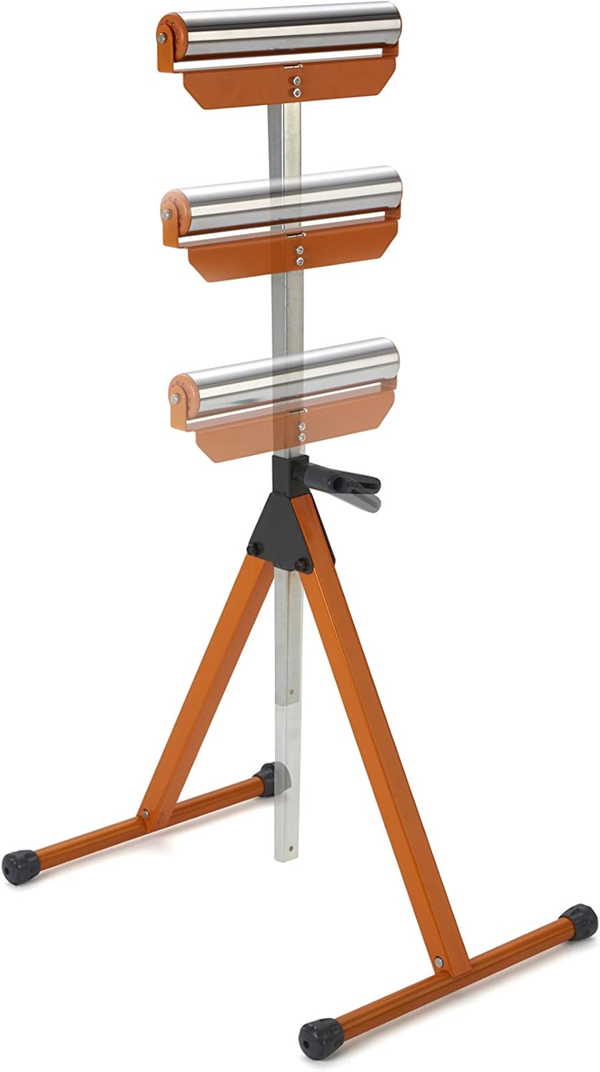 Miter Saw Workstation and Adjustable Pedestal Roller, Mobile Rolling Workbench with Additional Outfeed Support Pedestal Roller B642981