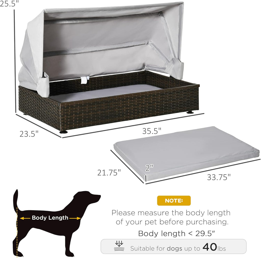 Elevated Rattan Pet Sofa with Waterproof Cushion V494137
