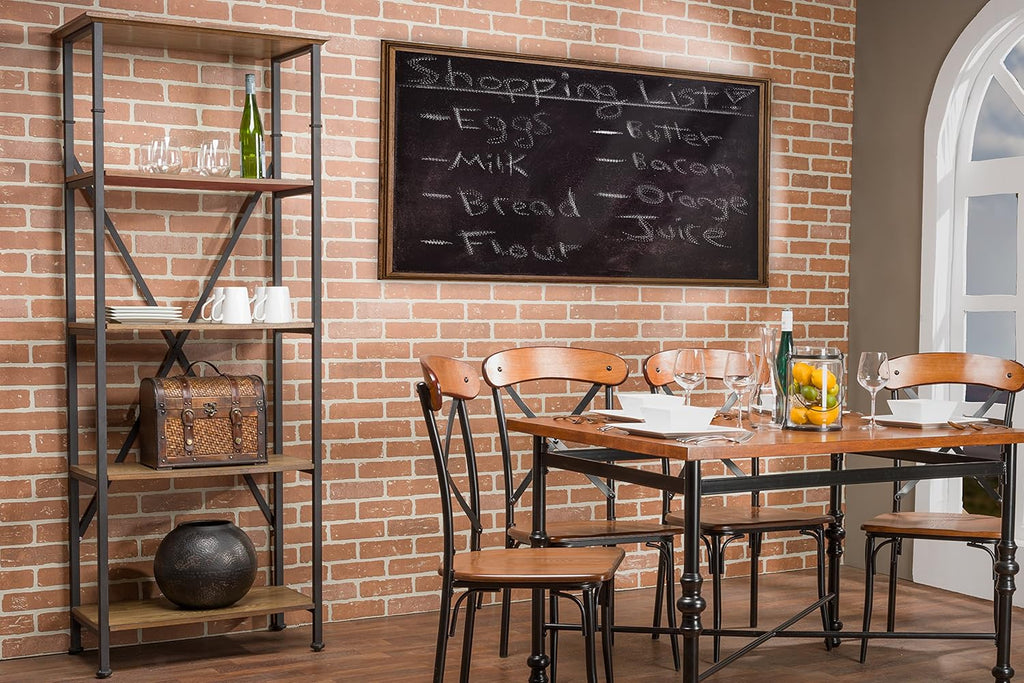 Brown Wood and Metal Bookcase G9686