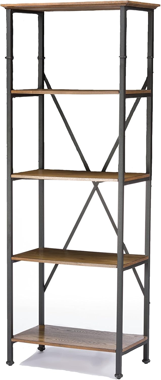 Brown Wood and Metal Bookcase G9686