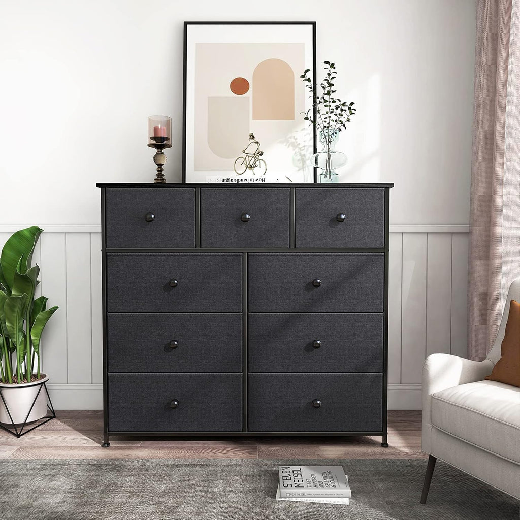 Black Grey 9 Drawer Dresser M124