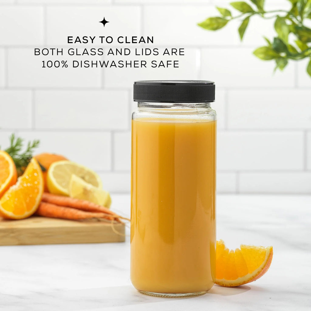 Set of 8 Glass Juice Bottles with BPA Free Lids M9257