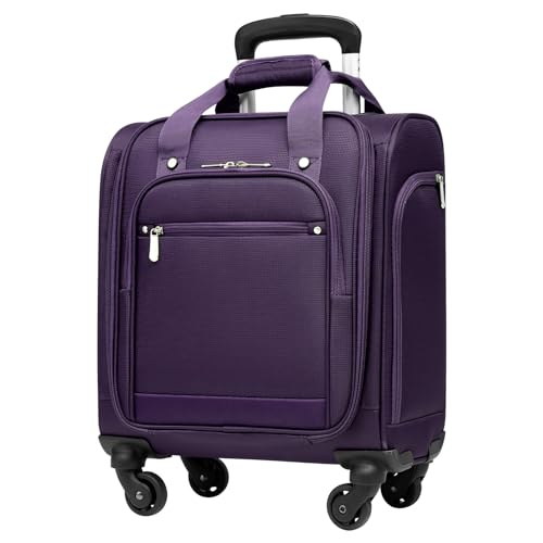 Underseat Carry On Luggage Softside Lightweight Spinner Suitcase V399