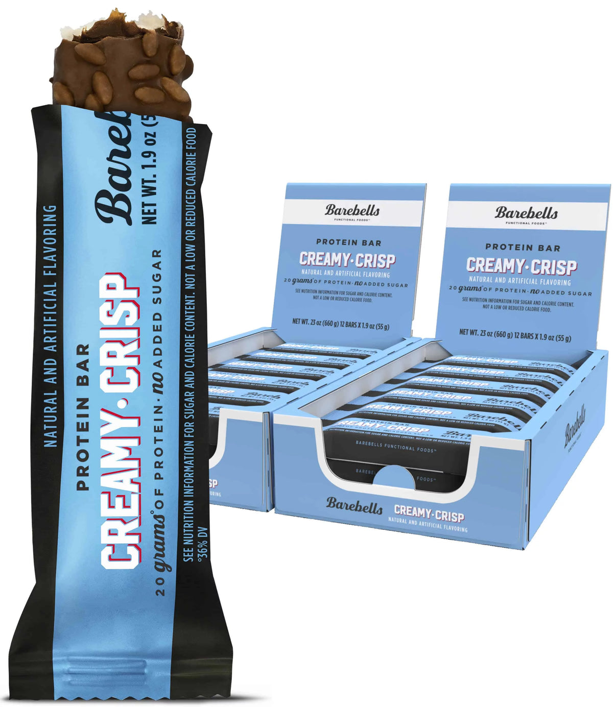 Protein Bars Creamy Crisp - 12 Count, Pack of 2 - 20g Protein - Chocolate Protein Bar - 1g Total Sugars A275410