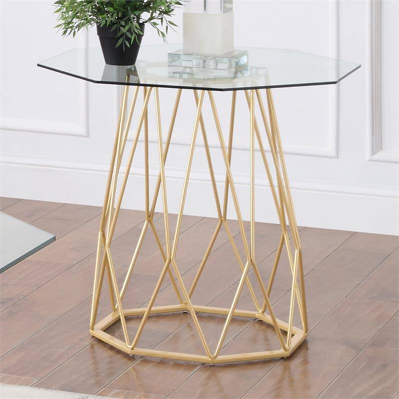 Contemporary Glass Top End Table V637306