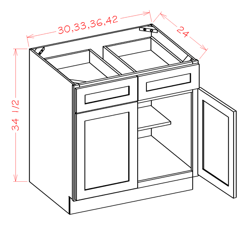 2 Doors 2 Drawers 1 Shelf Base Cabinet A664