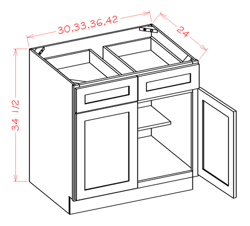 2 Doors 2 Drawers 1 Shelf Base Cabinet A664