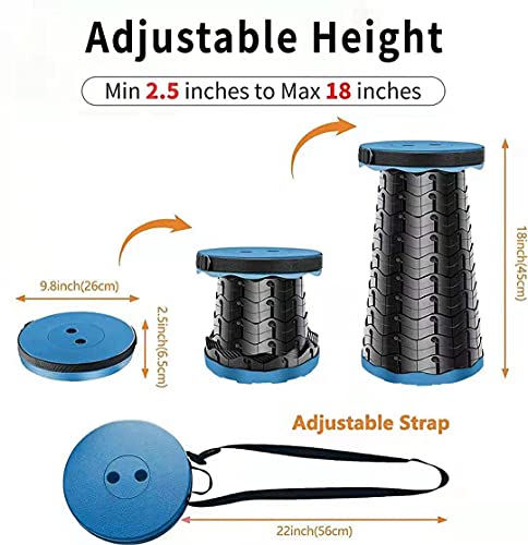 Portable Telescopic Folding Stool with Load Capacity 400lbs (BLUE) K231