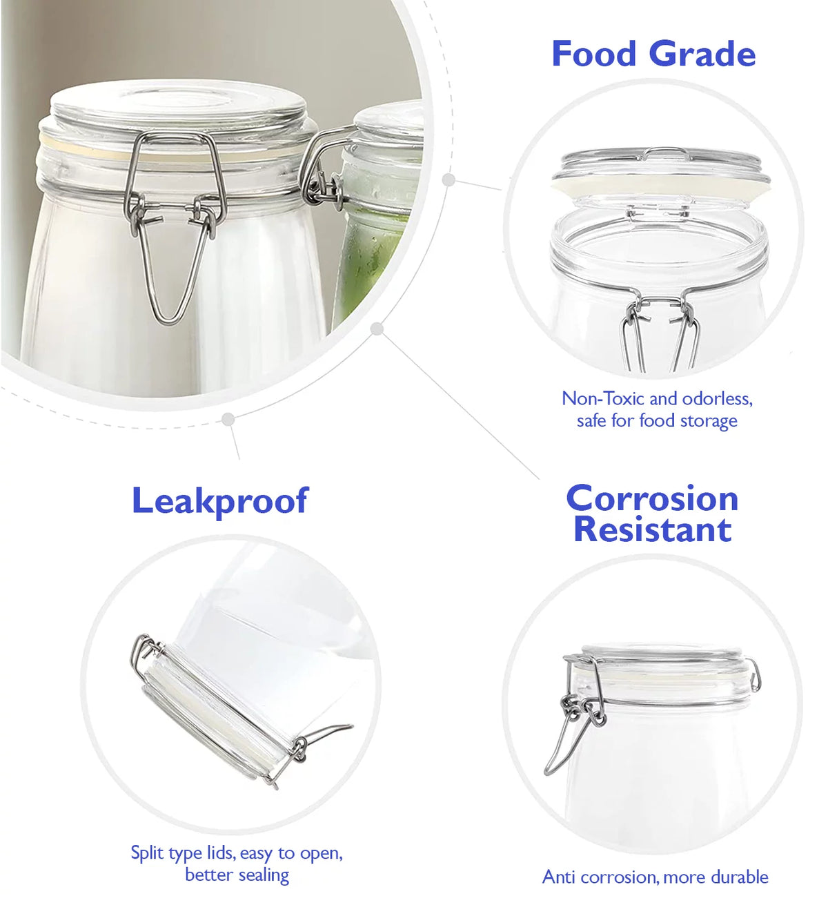 34oz Glass Jars with Airtight Lids, Wide Mouth Mason Jars, 4 Pack G53572