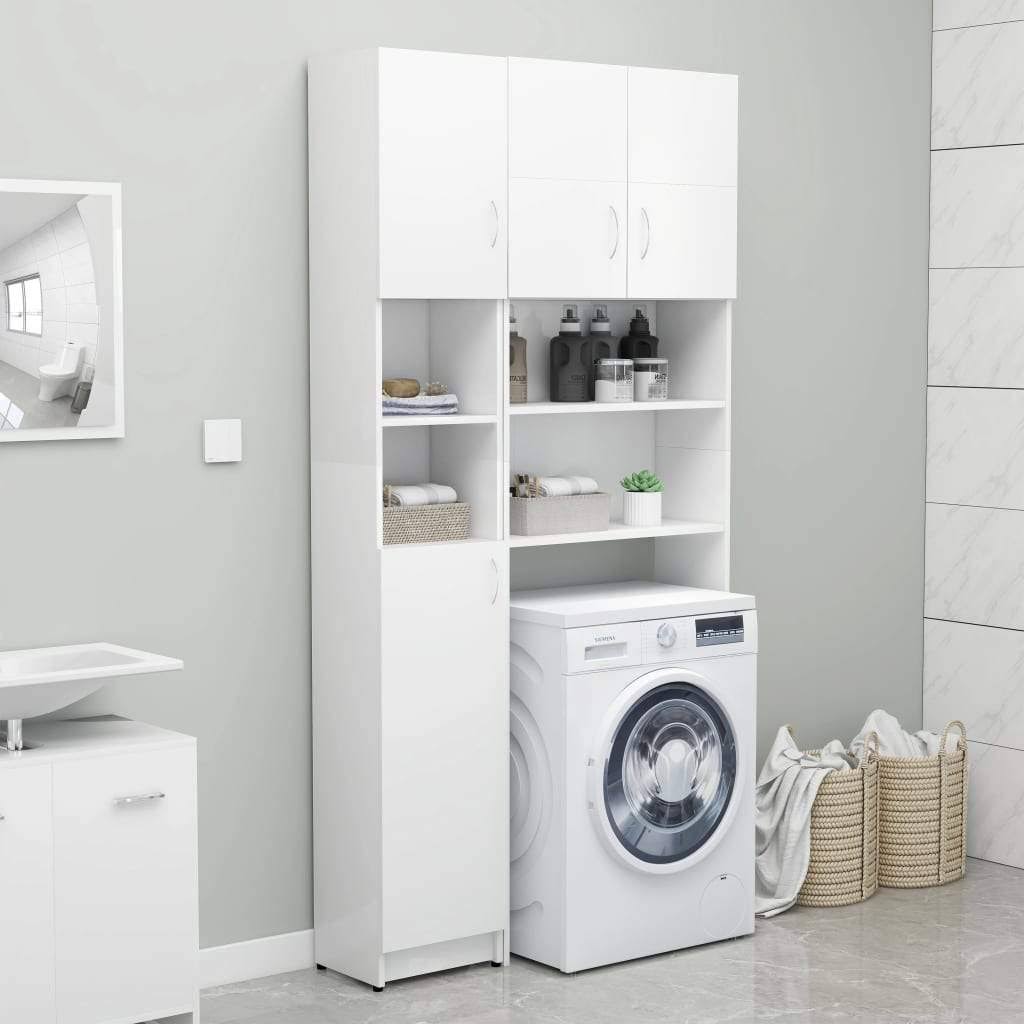 Bathroom Cabinet High Gloss Gray Chipboard Z513477