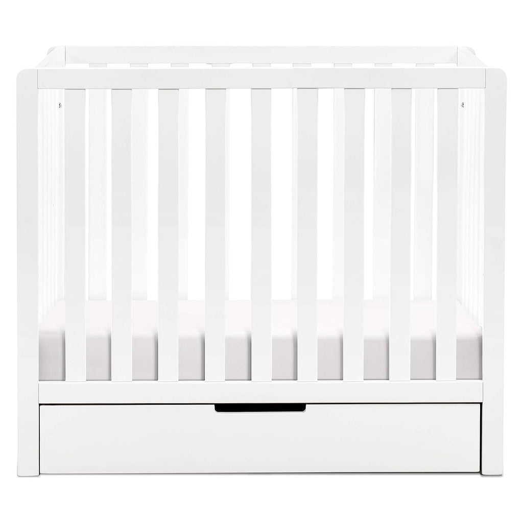 White 4-in-1 Convertible Mini Crib with Trundle Drawer D6562