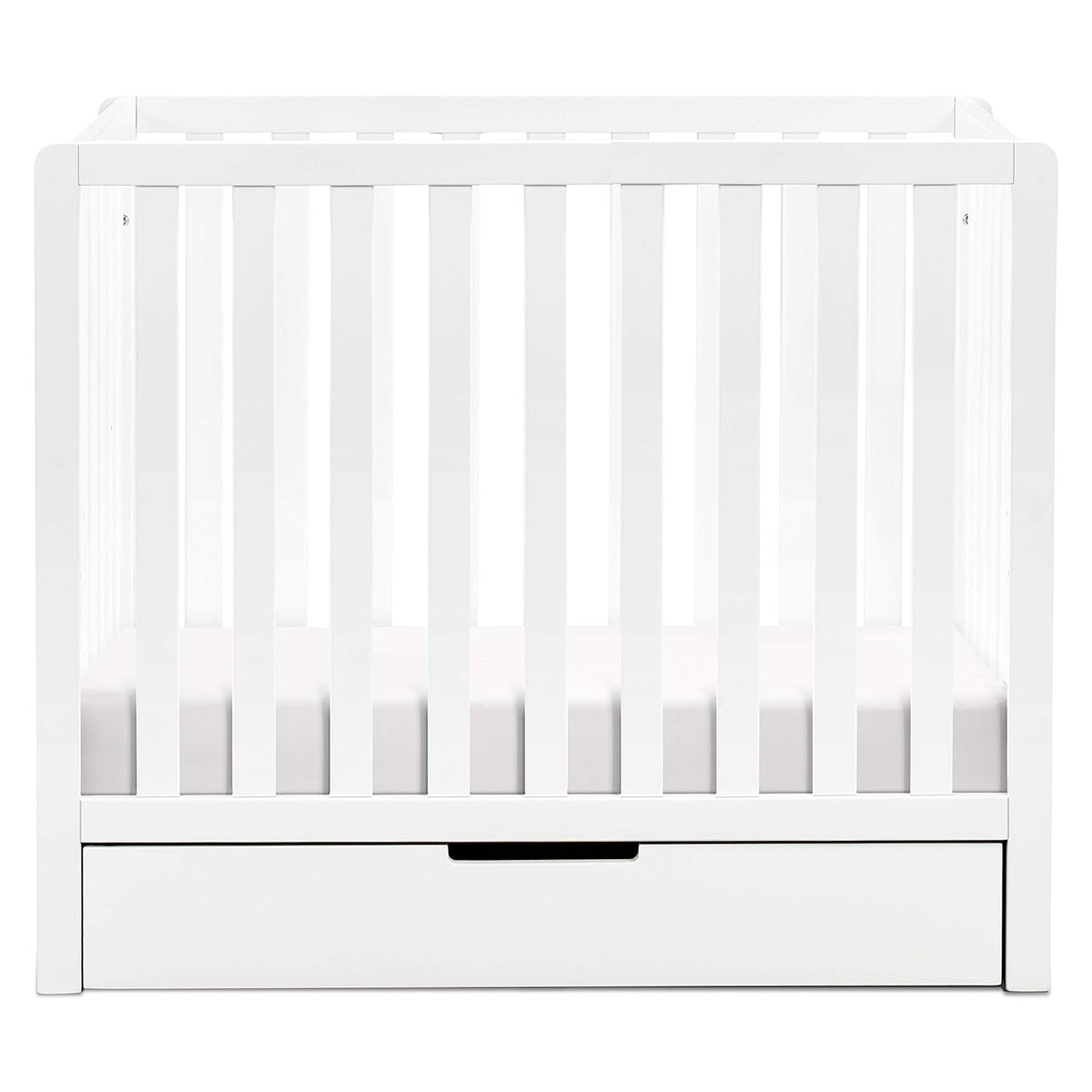 White 4-in-1 Convertible Mini Crib with Trundle Drawer D6562