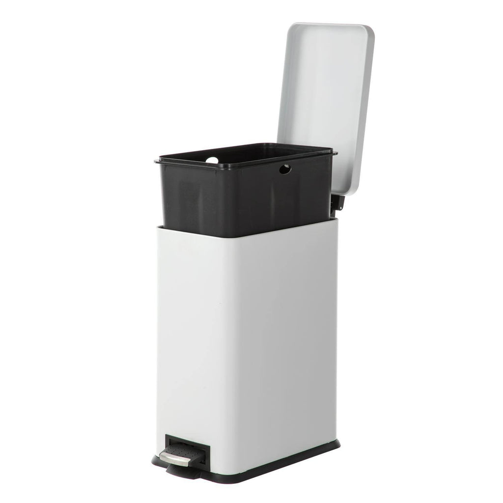 Rectangle Pedal Bin Trash Can, 30 LITER / 7.9 Gallon, Matte White K534