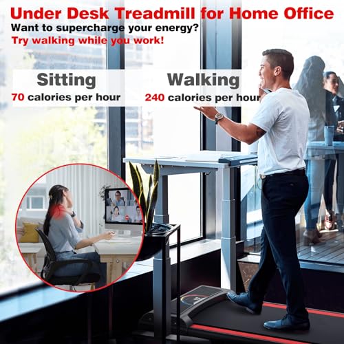 2 in 1 Walking Pad Treadmill with Remote Control 265LB Capacity R3321