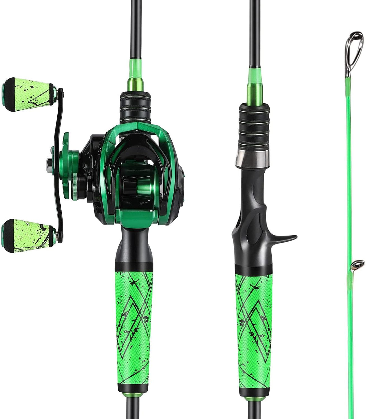 Medium Fast Baitcasting Fishing Rod and Reel Combo, 24-Ton Carbon Fiber 2 Pieces J8353
