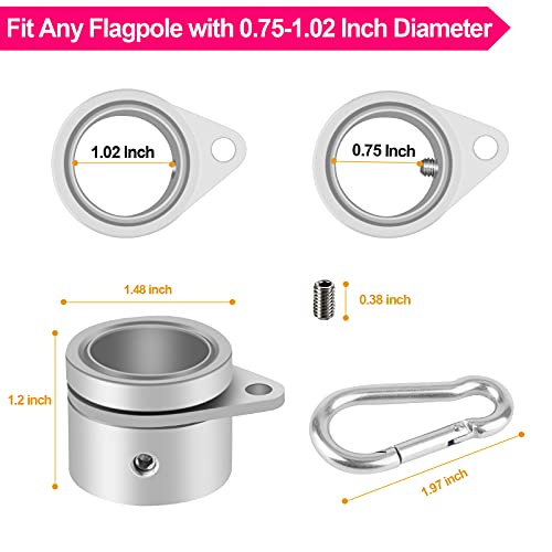 2 Pcs 360° Rotating Aluminum Alloy Flag Pole Rings for 1 Inch Diameter X4697