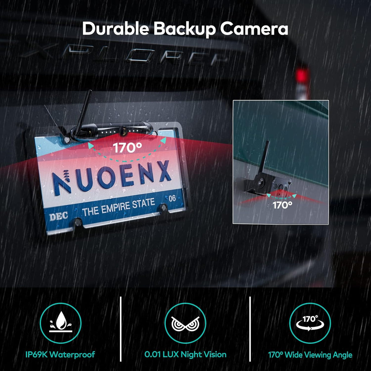 Wireless Backup Camera 5 Inch HD Monitor IR Night Vision Waterproof B9098
