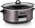 Large 8-Quart Programmable Slow Cooker with Auto Warm Setting, Black Stainless Steel S600