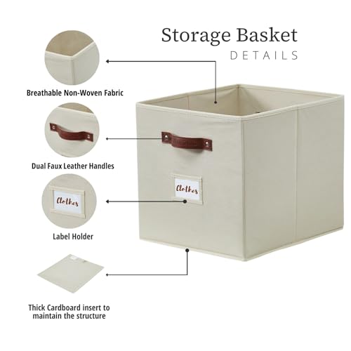 11" 6pcs Texture Grey Fabric Storage Bins J83719