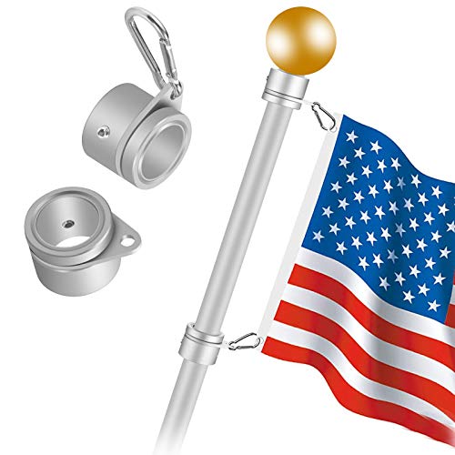2 Pcs 360° Rotating Aluminum Alloy Flag Pole Rings for 1 Inch Diameter X4697