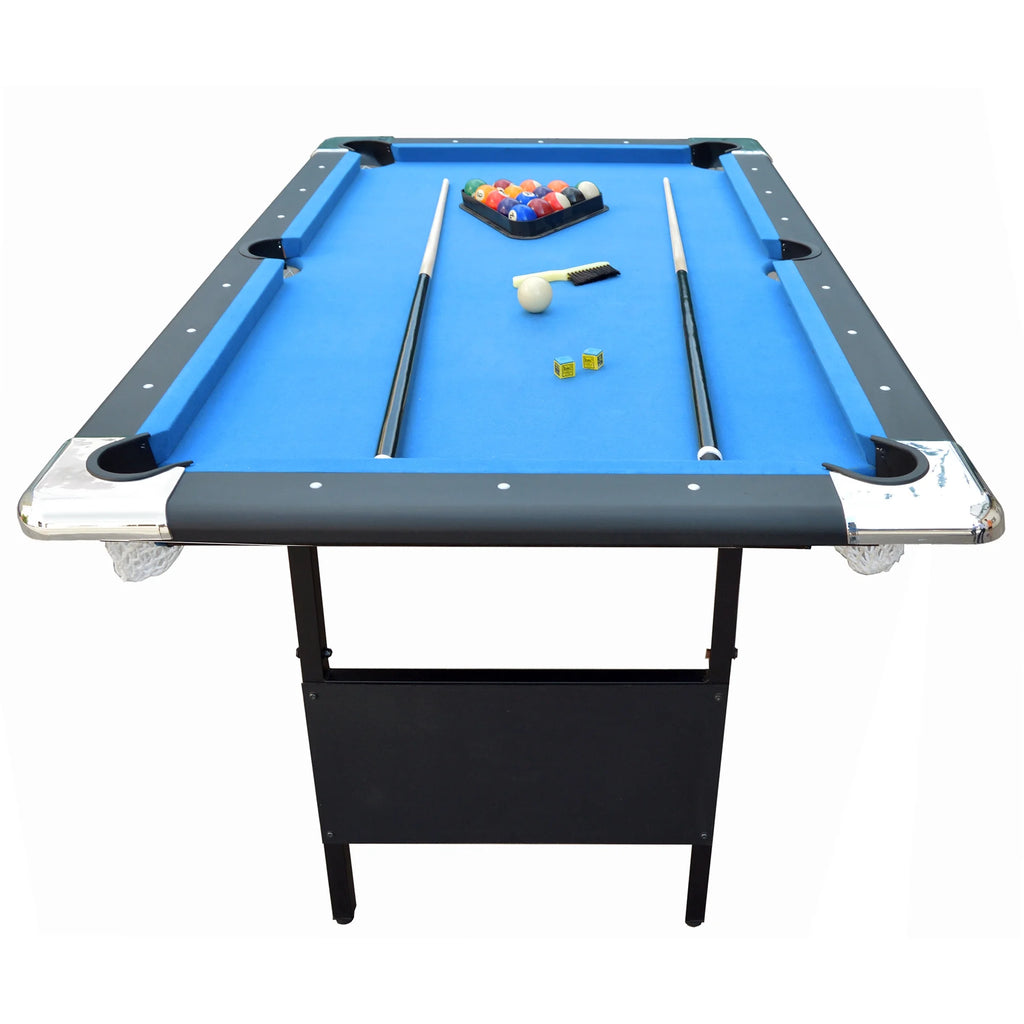 Portable Folding 6 ft. Pool Table, Blue Felt C786