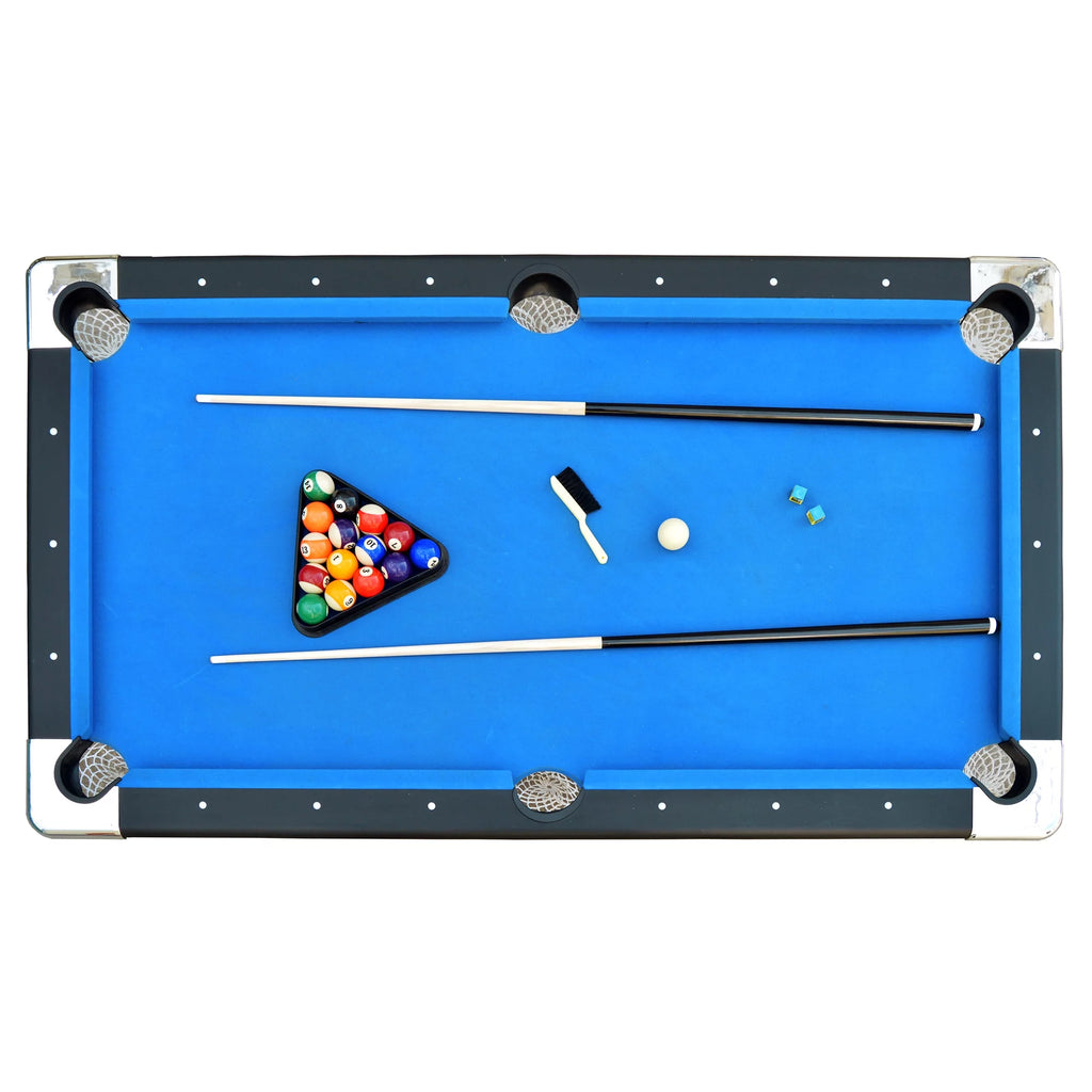 Portable Folding 6 ft. Pool Table, Blue Felt C786