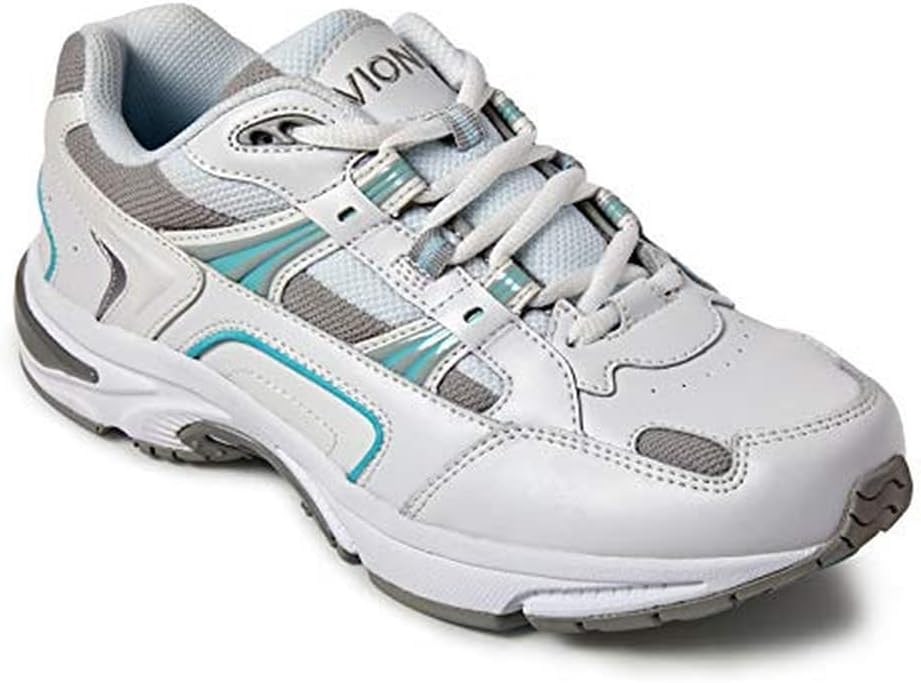White and Blue Leather Walking Shoes 11 Wide F57996