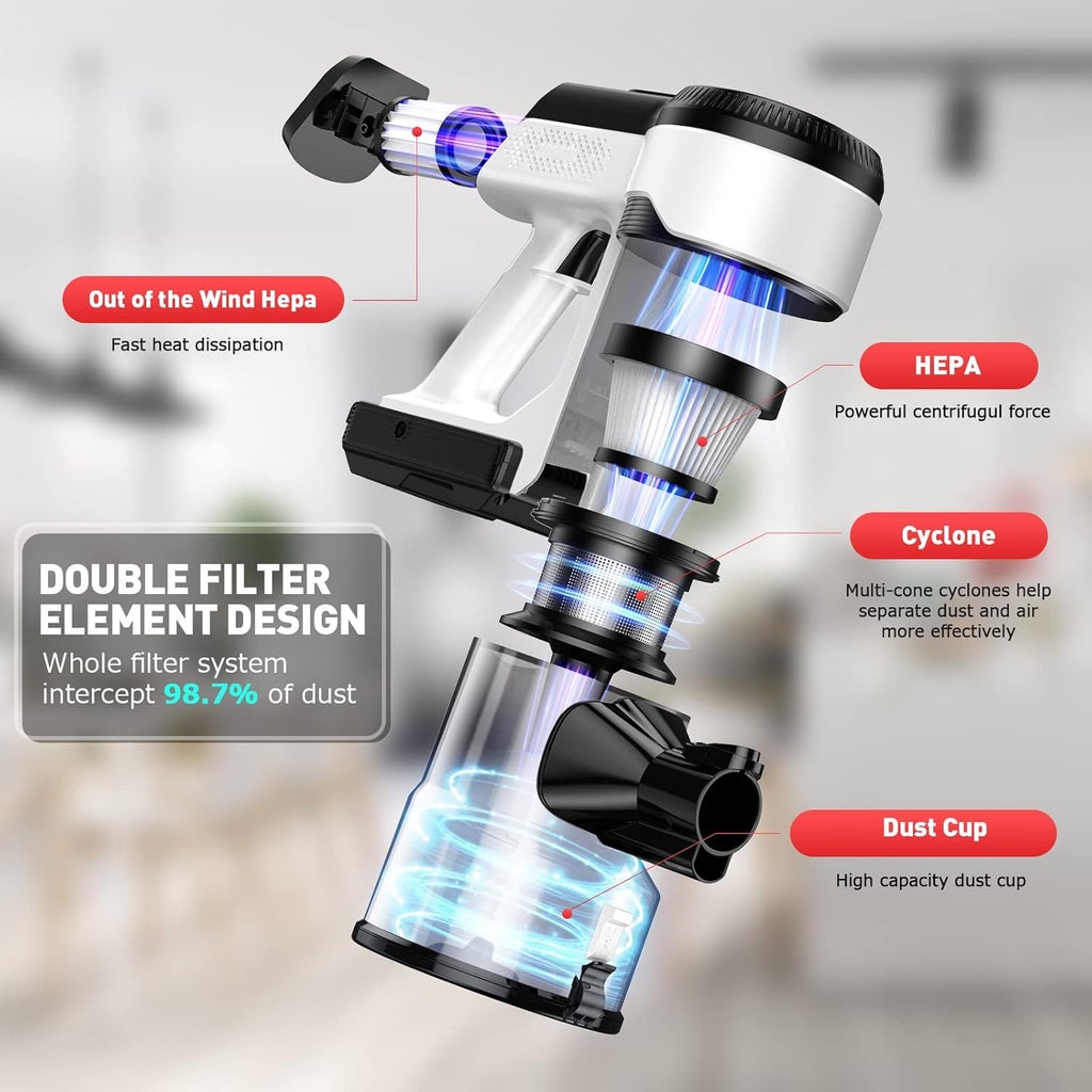 Cordless Vacuum Cleaner 26Kpa Lightweight Handheld Stick Vacuum with Electric Mop I440247