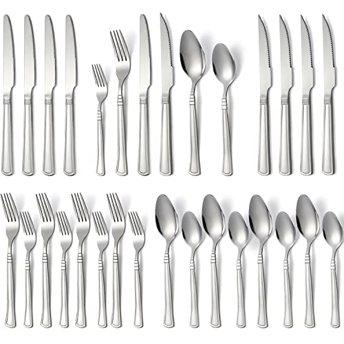 24-Piece Stainless Steel Flatware Set with Steak Knives Service for 4 Y59553